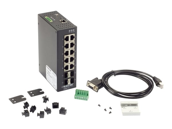Black Box Industrial Managed Ethernet Switch - Switch - Styrt - 10 x 10/100/1000 + 4 x SFP - stasjonær, DIN-skinnemonterbar, veggmonterbar