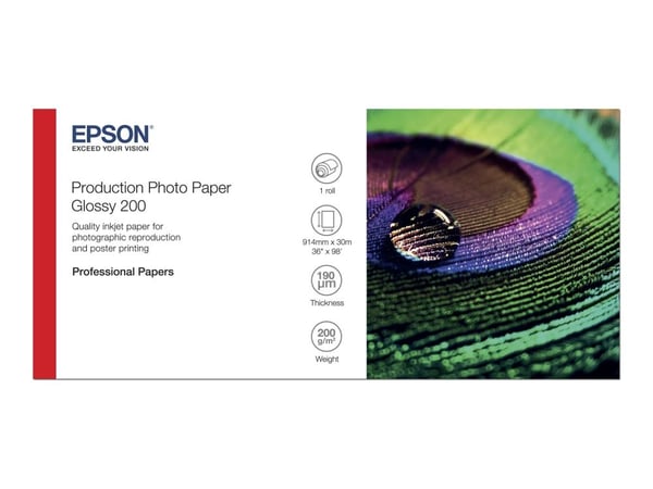 Epson Production - Polyetylen (PE) - blank - mikroporøs - 200 mikroner - Rull (91,4 cm x 30 m) - 200 g/m² - 1 rull(er) fotopapir - for Stylus Pro 9...