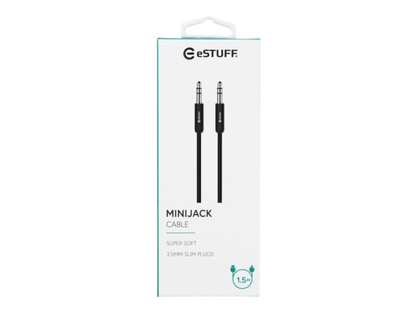 eSTUFF - Lydkabel - mini-phone stereo 3.5 mm hann til mini-phone stereo 3.5 mm hann - 50 cm - svart