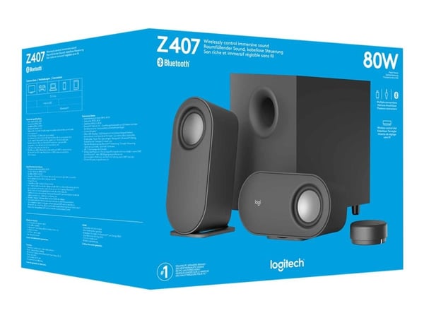 Logitech Z407 - Android Edition - høyttalersystem - for PC - 2,1 kanaler - trådløs - Bluetooth - USB - 40 watt (Total) - grafittgrå