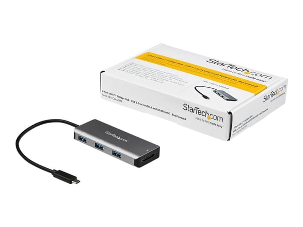 StarTech.com HB31C3ASDMB, USB 3.2 Gen 2 (3.1 Gen 2) Type-C, Musta, Harmaa, SD, USB 3.2 Gen 2 (3.1 Gen 2) Type-A, Toiminta/Seikkailu, Linkki, Alumii...