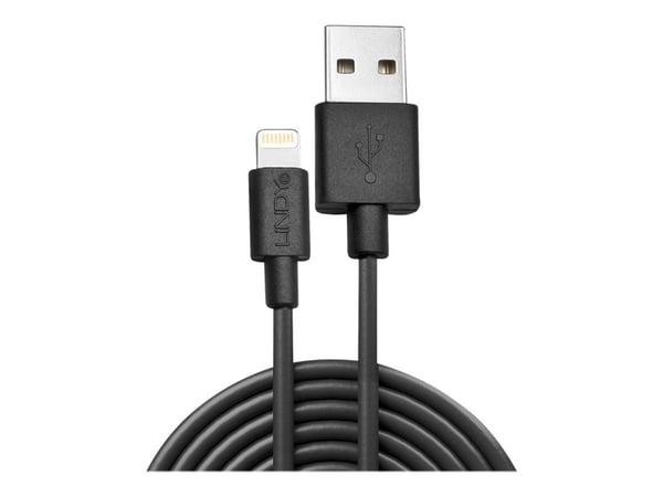 Lindy 31320, 1 m, Lightning, USB A, Uros, Naaras, Musta