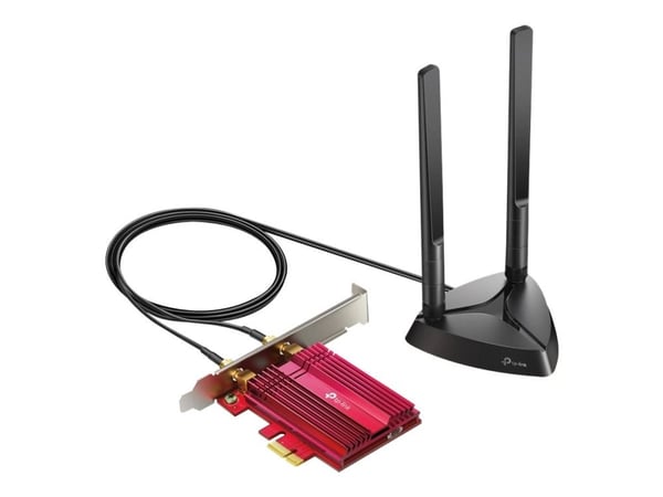 TP-Link Archer TX3000E, Sisäinen, Langaton, PCI Express, WLAN / Bluetooth, 2402 Mbit/s, Musta, Punainen