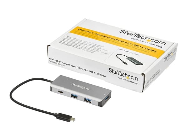 Startech 4 Port USB C Hub (10Gbps) to 3x USB-A & 1x USB-C, 100W Power Delivery Passthrough Charging, Compact/Portable USB 3.1 Gen 2/USB 3.2 Gen 2 T...