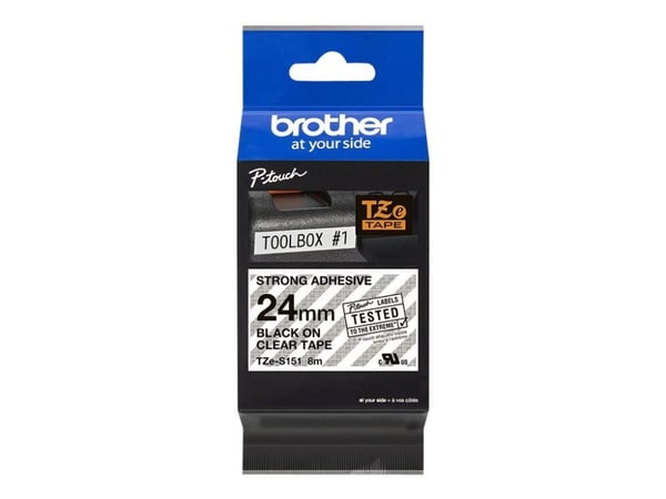 Brother TZe-S151 - Erikoisvahva liima - musta kirkkaalla - Rulla (2,4 cm x 8 m) 1 kasetti(t) laminoitu teippi - Brother PT-D600, P750, P950; P-Touc...