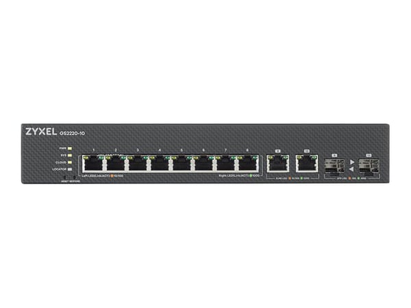 Zyxel GS2220-10 - Switch - Styrt - 8 x 10/100/1000 + 2 x kombo-Gigabit SFP - rackmonterbar, veggmonterbar