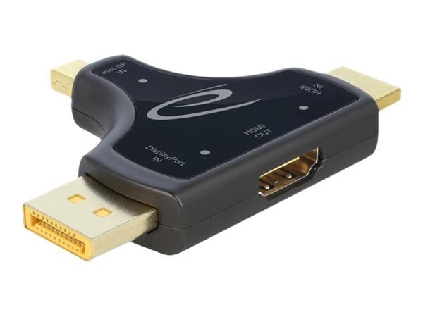 Delock 3 in 1 Monitor Adapter with HDMI / DisplayPort / mini DisplayPort in to HDMI out with 4K 60 Hz - Video/audio-adapter - HDMI, DisplayPort, Mi...