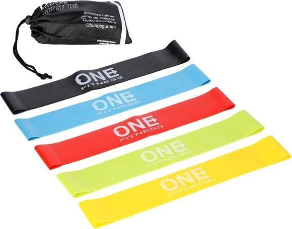 One Fitness Mini Band PBF-SET05 ulike motstandsnivåer i sett flerfarget 5 stk.