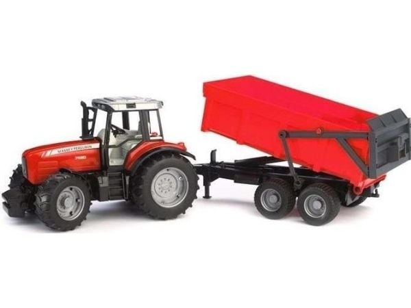 Bruder Massey Ferguson 7480 tractor with tipping trailer toy