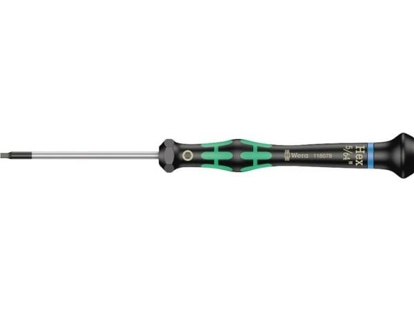 Wera 2054 Elektroniikka ja hienomekaniikka Kuusikulmainen ruuvimeisseli Avaimen leveys: 2 mm Avaimen leveys (tuuma): 5/64 tuuma Terän pituus: 60 mm...