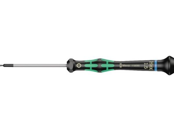 Wera 2052 Elektronikk og finmekanikk Innvendig sekskantskrutrekker Nøkkelbredde: 1,5 mm Bladlengde: 60 mm Dimensjoner, lengde: 157 mm