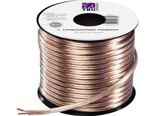TRU COMPONENTS 1572262 Kaiutinkaapeli 2 x 0,75 mm² Läpinäkyvä 30 m