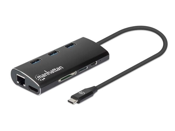 Manhattan 152440, USB Type-C, 100 W, Sort, MicroSD (TransFlash), SD, Aluminium, CE, FCC, RoHS2, WEEE
