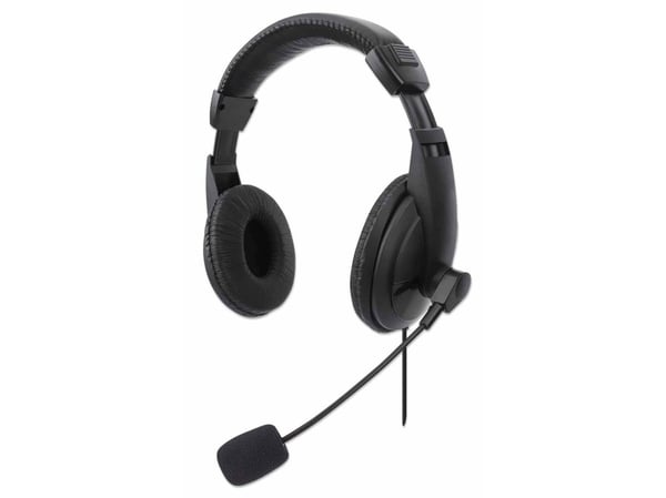 Manhattan Stereo Over-Ear Headset (USB), Microphone Boom (padded), Polybag Packaging, Adjustable Headband, Ear Cushions, 1x USB-A for both sound an...
