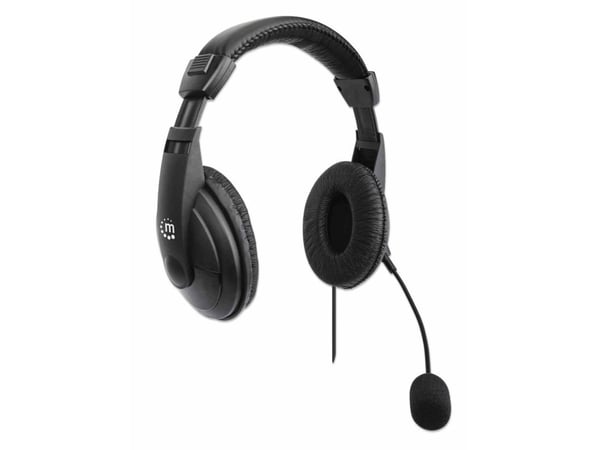 Manhattan Stereo Over-Ear Headset (USB), Microphone Boom (padded), Polybag Packaging, Adjustable Headband, Ear Cushions, 1x USB-A for both sound an...
