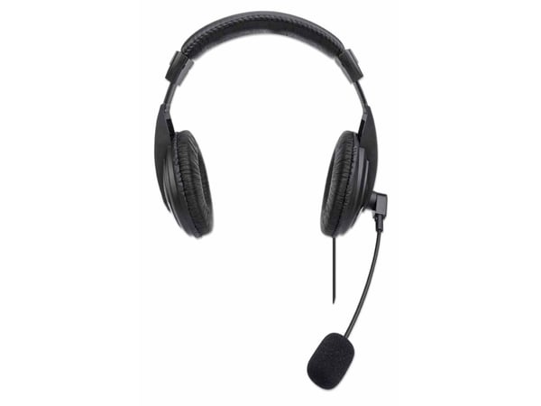 Manhattan Stereo Over-Ear Headset (USB), Microphone Boom (padded), Polybag Packaging, Adjustable Headband, Ear Cushions, 1x USB-A for both sound an...