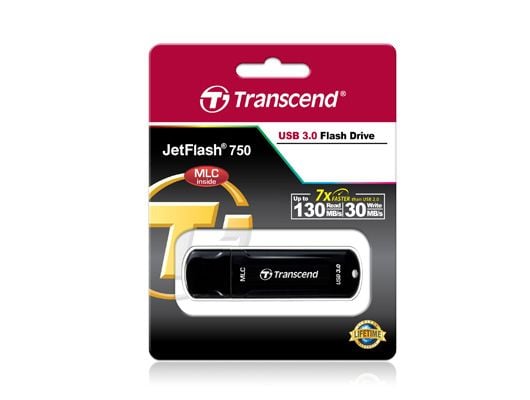 Transcend JetFlash Endurance Series 750 - USB-flashstasjon - 64 GB - USB 3.0 - pianosvart