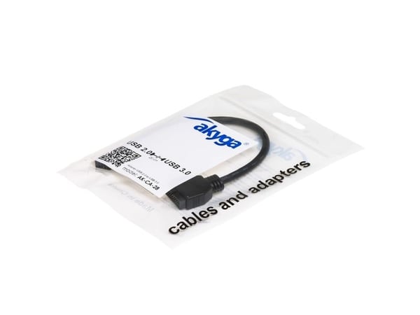 Akyga - Intern USB-adapter - 20-pins USB 3.0-plugg (hann) til 10-pins USB-kontakt (hunn) - 20 cm - grå