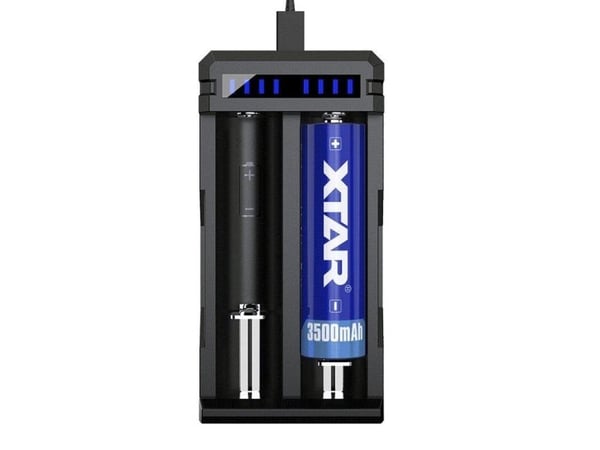 Batterilader for 2x 18650 SC2-batterier U-strømforsyning