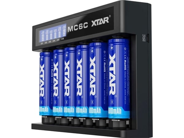 XTAR LI-ION 18650 SYLINDRISK BATTERILADER - 6 KANALER MC6C