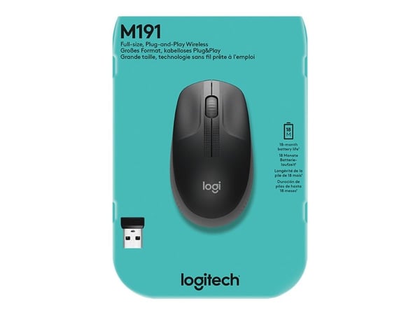 Logitech M190 - Mus - optisk - 3 knapper - trådløs - trådløs modtager (USB) - brunsort