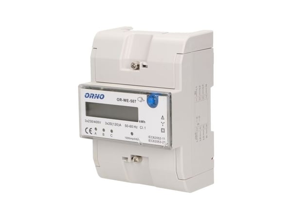ORNO OR-WE-507, Elektroninen, Pistokekytkentä, Tehontuotto, Valkoinen, kWh, LCD
