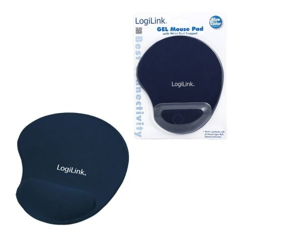 LogiLink ID0027B, Sininen, Yksivärinen, Vaahto, Geeli, Kumi, Rannetuki, Liukumaton pohja