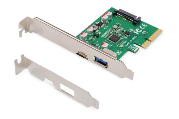 DIGITUS DS-30225 - USB-adapter - PCIe 2.0 x4 lav profil - USB-C 3.1 x 1 + USB 3.1 Gen 2 x 1