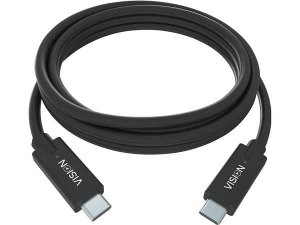 Vision - USB-kabel - USB-C (hann) til USB-C (hann) - Thunderbolt 3 / USB 3.0 / USB 3.1 Gen 1 - 3 A - 2 m - svart