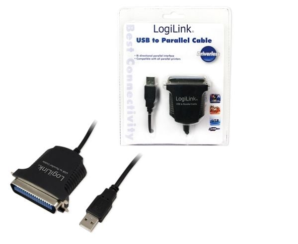 LogiLink AU0003C, Svart, USB A, Centronics 36, 1,5 m