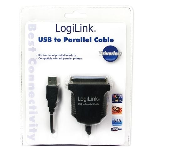LogiLink AU0003C, Svart, USB A, Centronics 36, 1,5 m