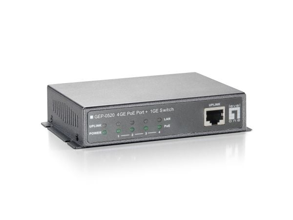 LevelOne GEP-0520 - Switch - 4 x 10/100/1000 (PoE) + 1 x 10/100/1000 - skrivbordsmodell - PoE