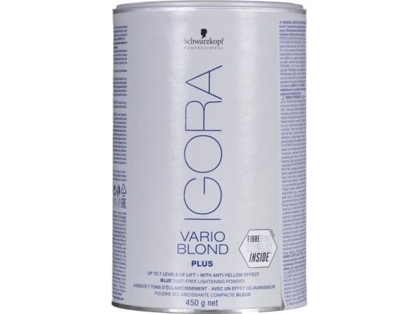 Schwarzkopf Igora Vario Blond Plus, Krukke, Kaliumpersulfaatti, magnesiumkarbonaattihydroksidi, natriummetasilikaatti, paraffinium liquidum..., 450 ml