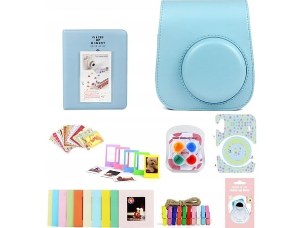 LoveInstant sett 8-i-1 etui/rammer for Fuji Instax Mini 11 - blå
