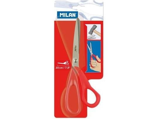 Milan BWM10151, Voksen, Rett kutt, Single/enkelt, Rød, Rustfritt stål, Kontor saks