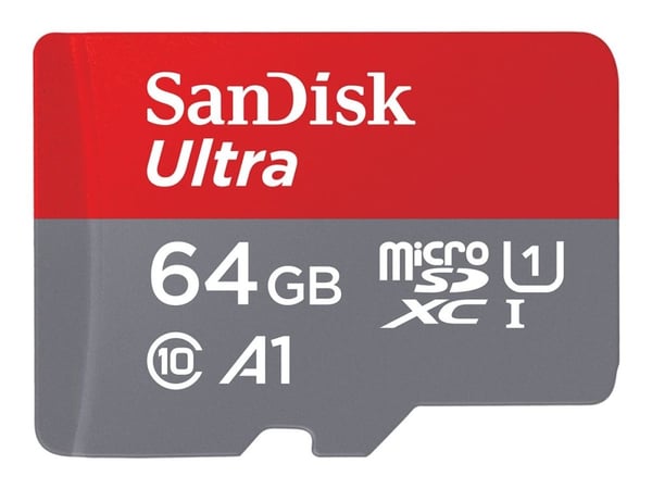 SanDisk Ultra - Flashminnekort (microSDXC til SD-adapter inkludert) - 64 GB - A1 / UHS Class 1 / Class10 - microSDXC UHS-I
