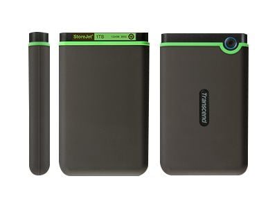 Transcend StoreJet 25M3 - Hårddisk - 1 TB - extern (portabel) - 2.5" - USB 3.1 Gen 1 - 256 bitars AES - järngrå
