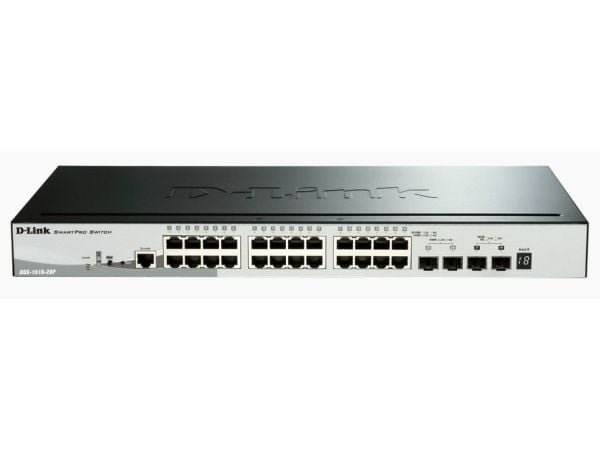 D-Link SmartPro DGS-1510-28P - Switch - L3 - Styrt - 24 x 10/100/1000 (PoE+) + 2 x Gigabit SFP + 2 x 10 Gigabit SFP+ - stasjonær, rackmonterbar - P...