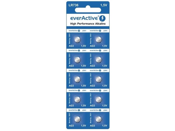 Everactive EVAG3, Engangsbatteri, LR41, Alkalinsk, 1,5 V, 10 stykker, 5 år
