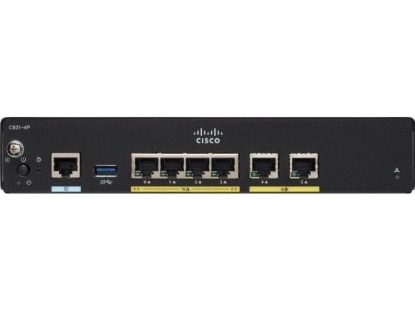 Cisco Integrated Services Router 921 - Ruter 4-portssvitsj - 1GbE - WAN-porter: 2