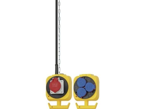 Brennenstuhl 1151960010, Trefaset, Neopren, Plastikk, Svart, Blå, Rød, Gult, 4 AC-utganger, 5 m, 230/400 V