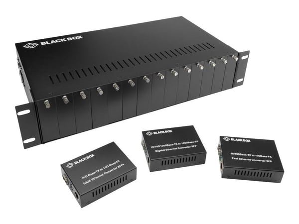Black Box LHGC-RACK, 100BASE-FX, Cat5, 100 m, Musta, Langallinen, 100 - 240 V