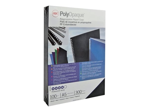 GBC PolyOpaque - A4 (210 x 297 mm) - 300 mikron - svart - 100 stk polypropylenbindningsskydd - för IBICO CombBind ibiMaster 250e