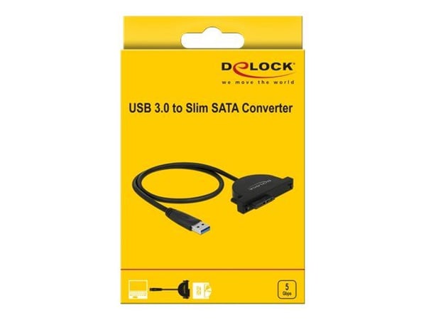 Delock USB 3.0 til Slim SATA Converter - Lagringskontroll - SATA 6Gb/s - USB 3.0 - svart