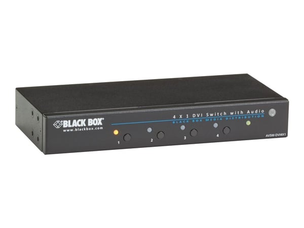 Black Box 4 x 1 DVI Switch with Audio - Skjerm- / audio-switch - 4 x DVI + 4 x lyd - stasjonær - TAA-samsvar