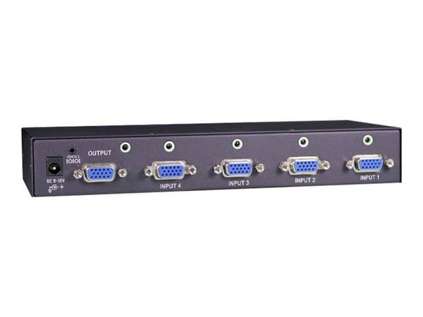 Black Box 4 x 1 VGA Switch with Serial and Audio - Skjerm- / audio-switch - 4 x VGA / audio - rackmonterbar - TAA-samsvar
