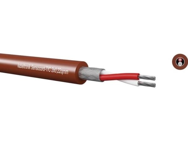 Sensocord T/C2x0,22 mm² redbrown temperaturbeständig skärmad kabel 244C22200