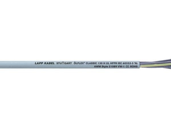 Lapp ÖLFLEX CLASSIC 130 H, Keskijännitekaapeli, Harmaa, Kupari, 0.75 mm², 86,4 kg/km, -25 - 70 °C