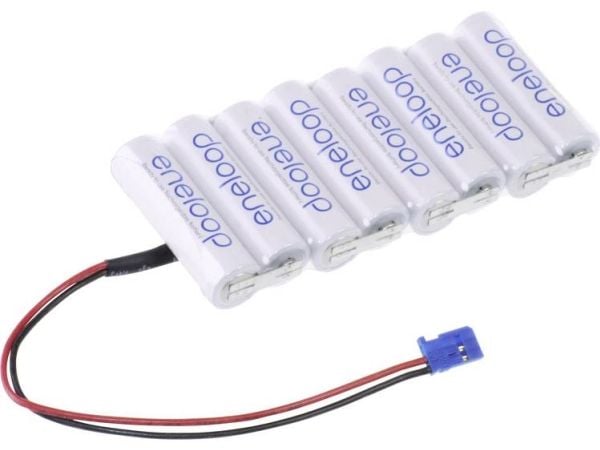 Panasonic eneloop series F1x8 Futaba akkupaketti 8x R6 (AA) kaapeli, liitin NiMH 9.6 V 1900 mAh