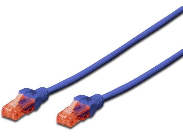 DIGITUS Professional - Koblingskabel - RJ-45 (hann) til RJ-45 (hann) - 5 m - UTP - CAT 6 - med støvel, halogenfri, formstøpt, uten hindringer - blå